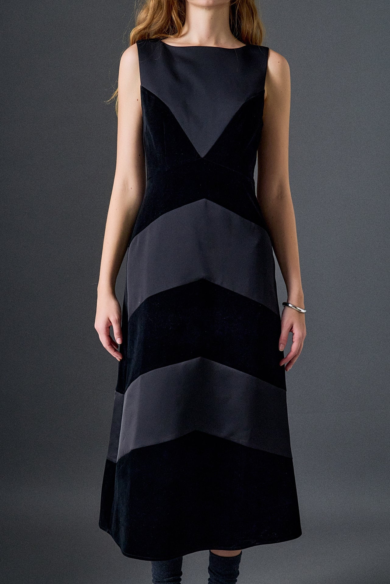 ENGLISH FACTORY - Velvet Satin Combo Midi Dress - DRESSES available at Objectrare