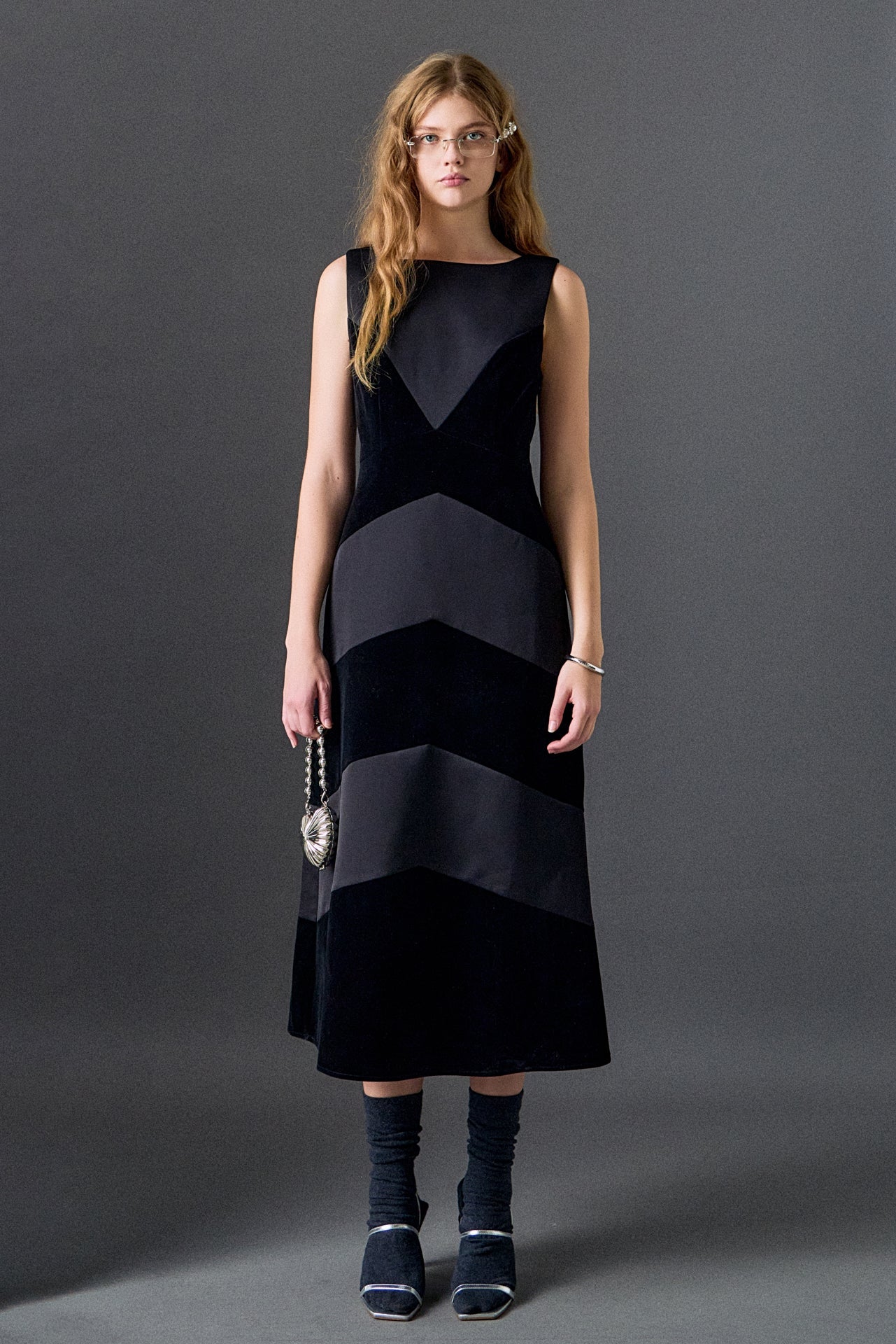 ENGLISH FACTORY - Velvet Satin Combo Midi Dress - DRESSES available at Objectrare