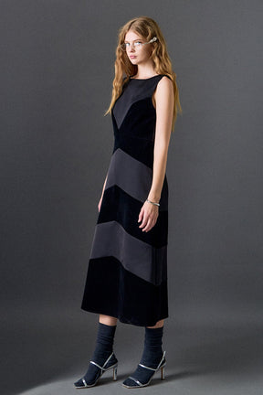 ENGLISH FACTORY - Velvet Satin Combo Midi Dress - DRESSES available at Objectrare