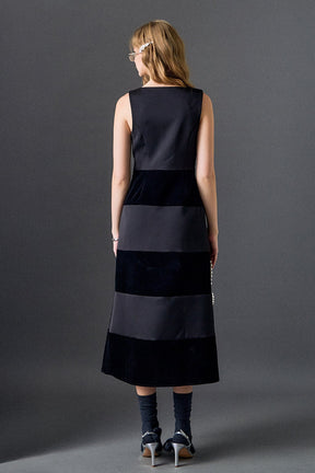 ENGLISH FACTORY - Velvet Satin Combo Midi Dress - DRESSES available at Objectrare