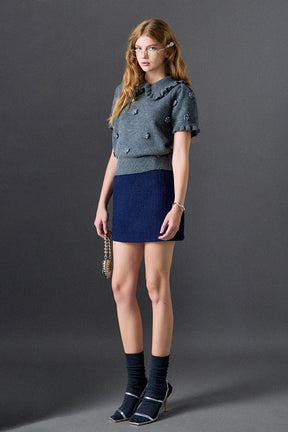 ENGLISH FACTORY - Pearl Floral Ruffle Sleeve Knit - TOPS available at Objectrare