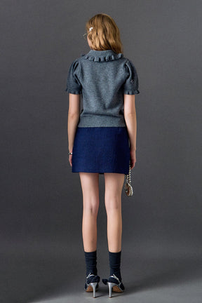 Pearl Floral Ruffle Sleeve Knit