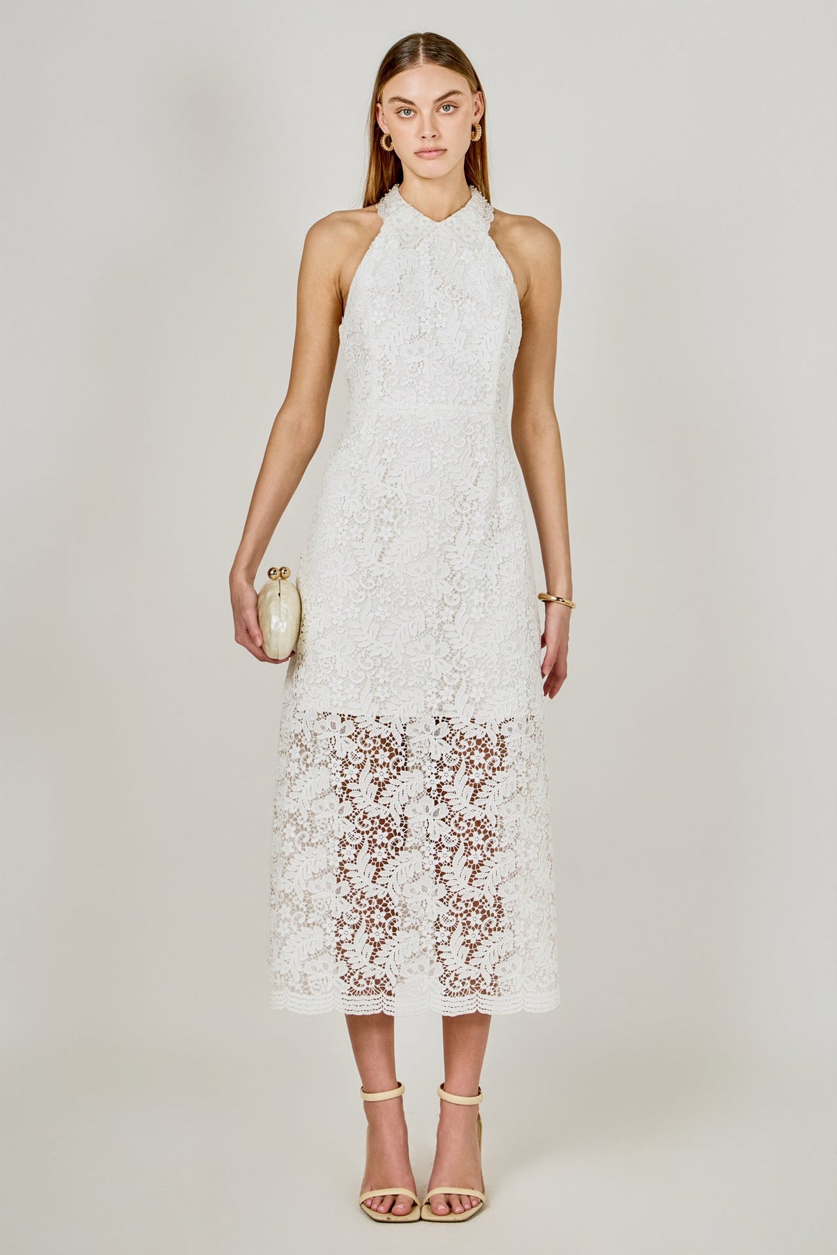 Lace Halter Midi Dress