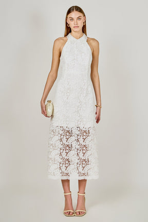 ENDLESS ROSE - Lace Halter Midi Dress - DRESSES available at Objectrare