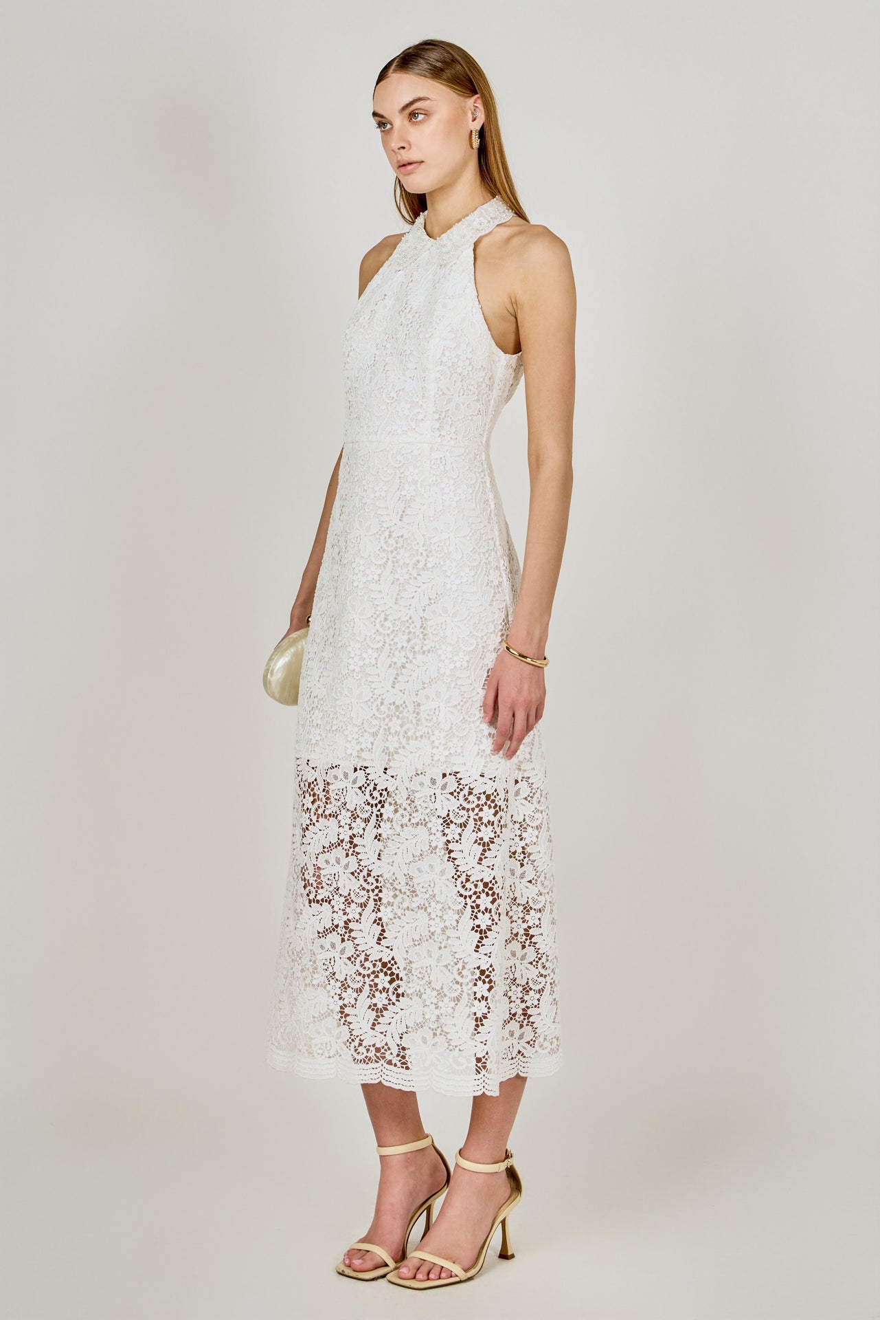ENDLESS ROSE - Lace Halter Midi Dress - DRESSES available at Objectrare