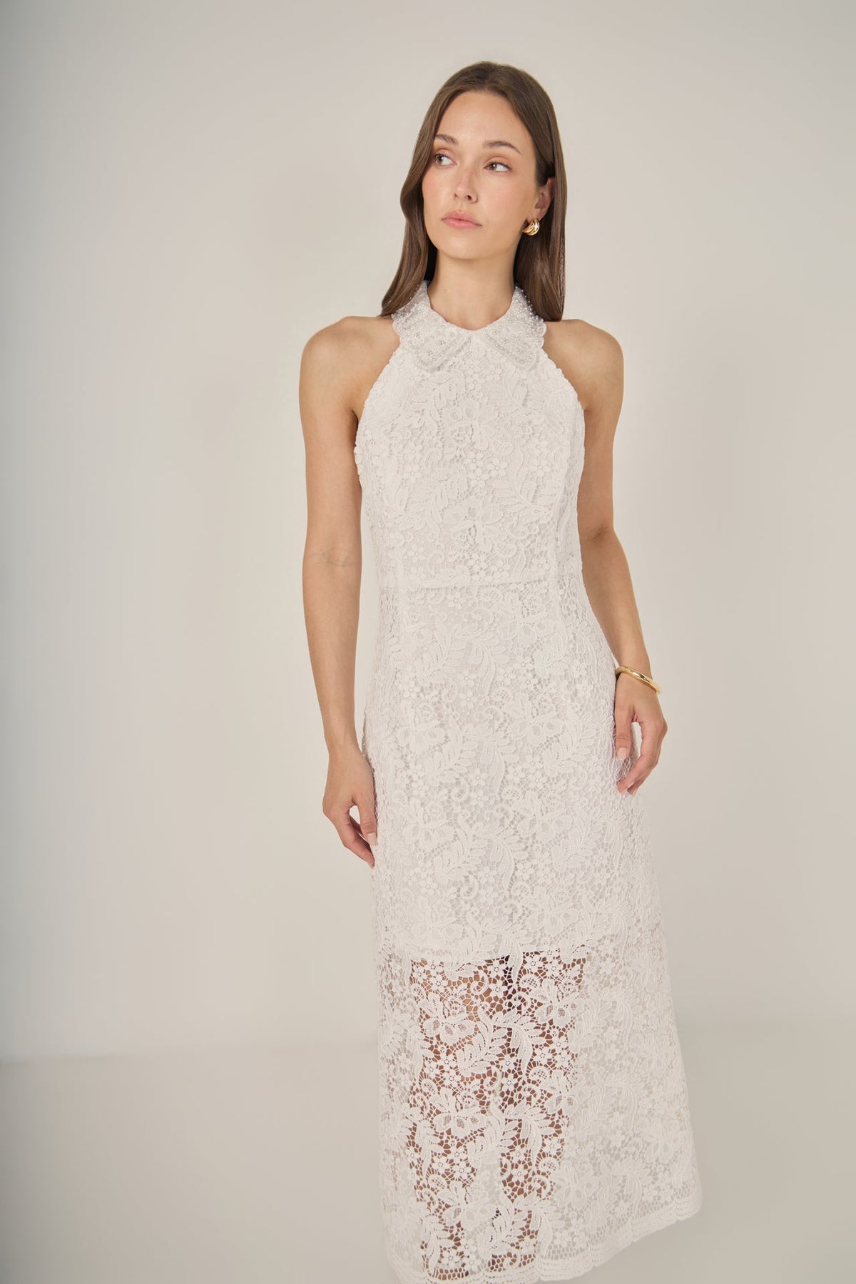 Lace Halter Maxi Dress