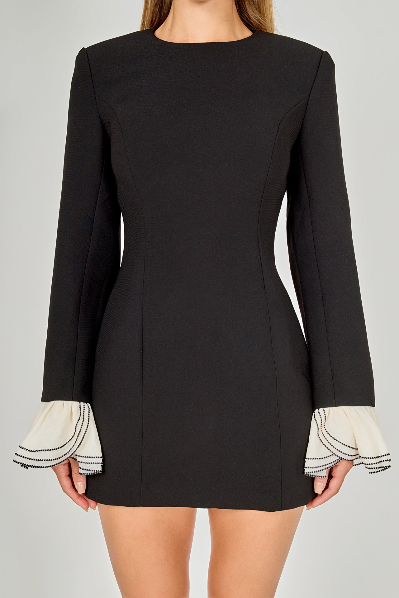 ENDLESS ROSE - Ruffle Detailed Long Sleeve Mini Dress - DRESSES available at Objectrare