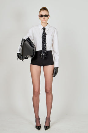 ENDLESS ROSE - Detachable Sequin Tie Shirt - SHIRTS & BLOUSES available at Objectrare