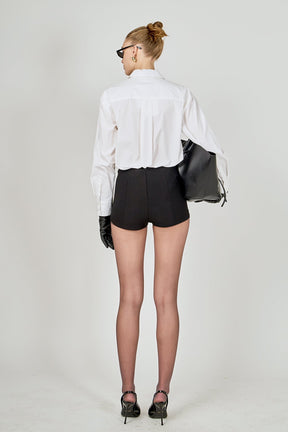 Detachable Sequin Tie Shirt