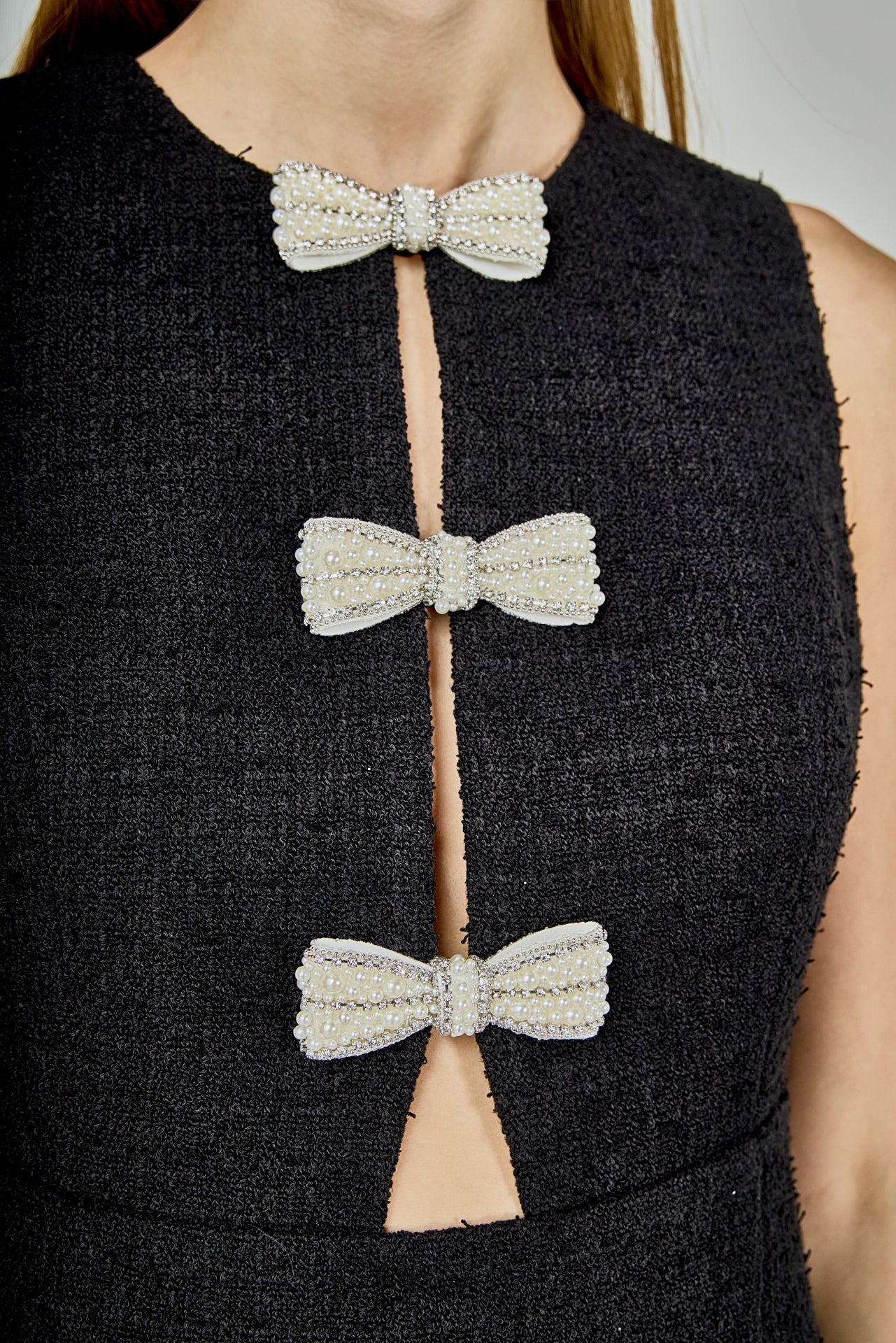 ENDLESS ROSE - Pearl Bow Mini Dress - DRESSES available at Objectrare