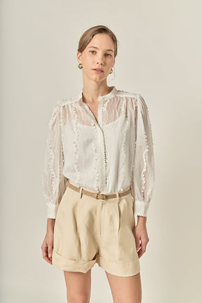 Heart Trim Sheer Blouse