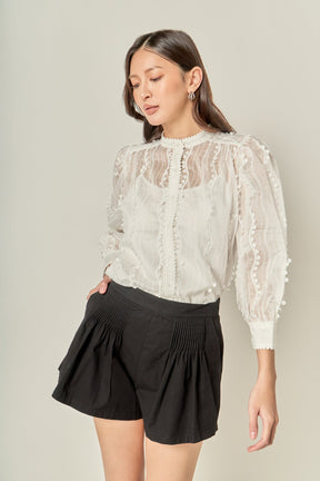 ENGLISH FACTORY - Heart Trim Sheer Blouse - SHIRTS & BLOUSES available at Objectrare