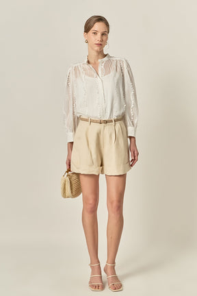 Heart Trim Sheer Blouse