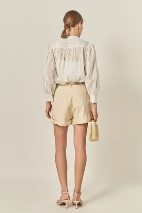 Heart Trim Sheer Blouse