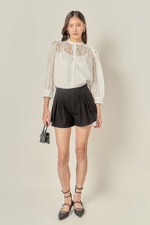 ENGLISH FACTORY - Heart Trim Sheer Blouse - SHIRTS & BLOUSES available at Objectrare