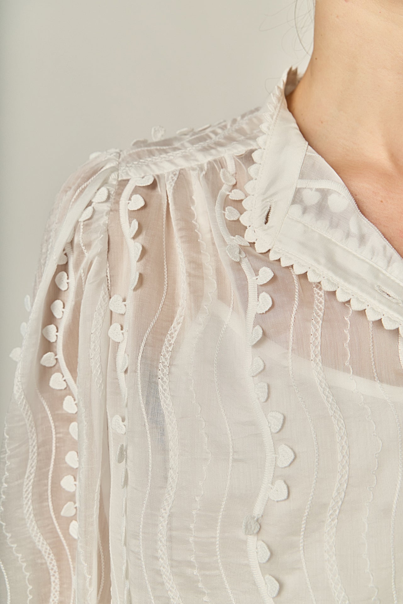 Heart Trim Sheer Blouse