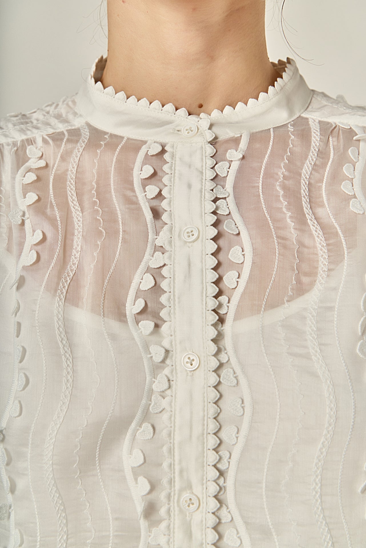 Heart Trim Sheer Blouse