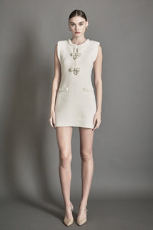 ENDLESS ROSE - Sleeveless Mini Knit Dress With Bow Accents - DRESSES available at Objectrare