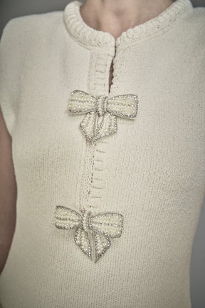 ENDLESS ROSE - Sleeveless Mini Knit Dress With Bow Accents - DRESSES available at Objectrare