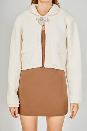ENDLESS ROSE - Cardigan Featuring Braided Trim and Bow Accents - JACKETS available at Objectrare