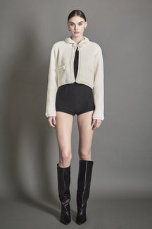 ENDLESS ROSE - Cardigan Featuring Braided Trim and Bow Accents - JACKETS available at Objectrare