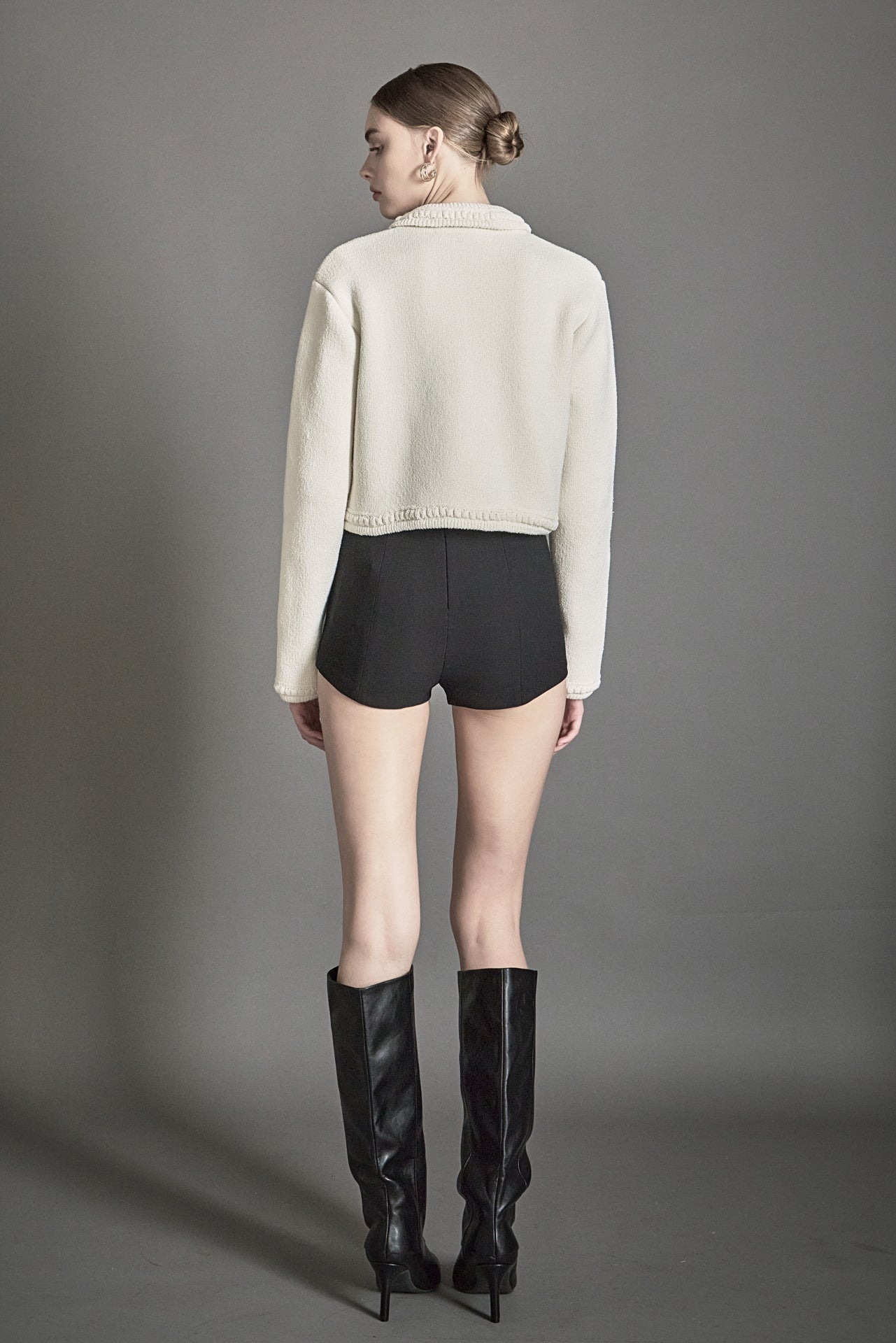 ENDLESS ROSE - Cardigan Featuring Braided Trim and Bow Accents - JACKETS available at Objectrare