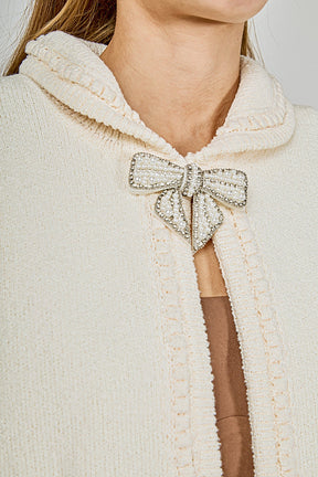 ENDLESS ROSE - Cardigan Featuring Braided Trim and Bow Accents - JACKETS available at Objectrare
