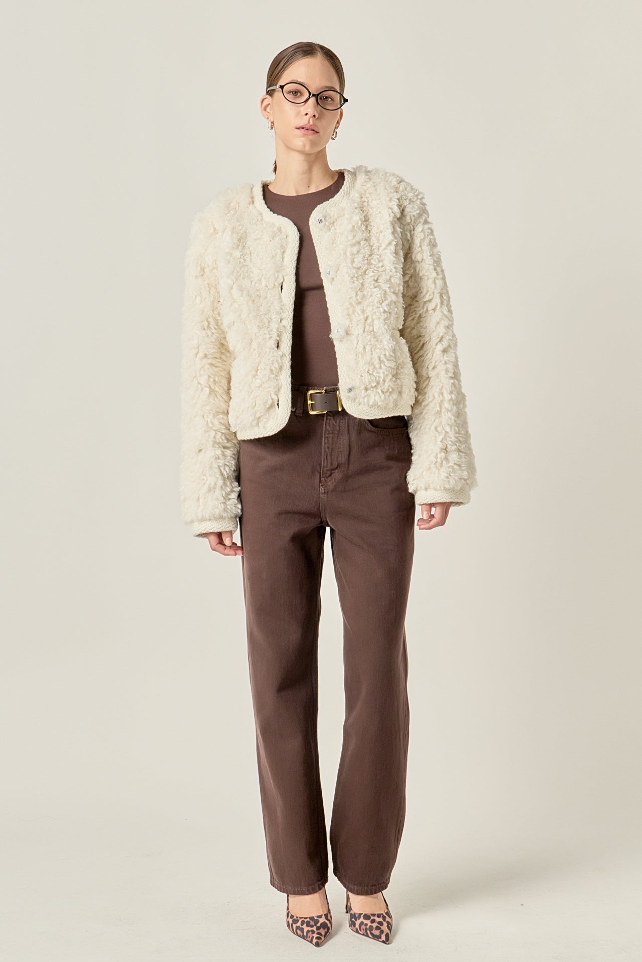 ENGLISH FACTORY - Knit Trim Teddy Jacket - JACKETS available at Objectrare