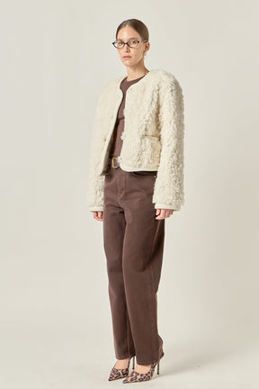ENGLISH FACTORY - Knit Trim Teddy Jacket - JACKETS available at Objectrare