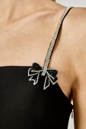 ENDLESS ROSE - Rhinestone Bow Mini Dress - DRESSES available at Objectrare