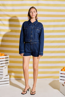 Drop Shoulder Cropped Denim Jacket