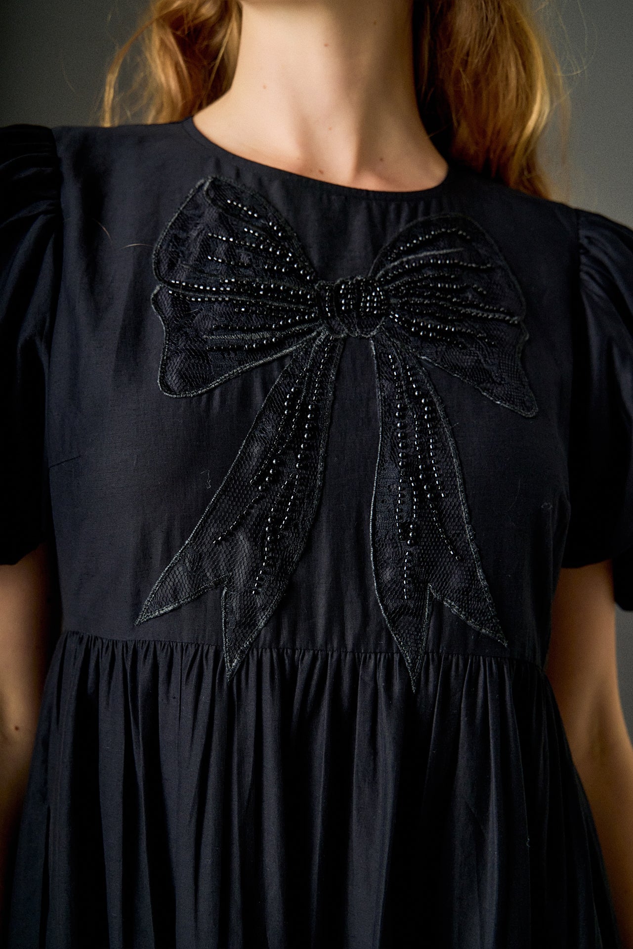 ENGLISH FACTORY - Bow Puff Sleeve Midi Dress - DRESSES available at Objectrare