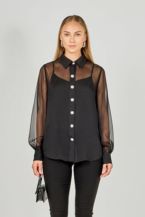 ENDLESS ROSE - Volume Sleeve Shirt Blouse - SHIRTS & BLOUSES available at Objectrare