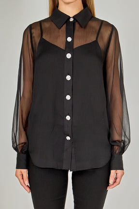 ENDLESS ROSE - Volume Sleeve Shirt Blouse - SHIRTS & BLOUSES available at Objectrare