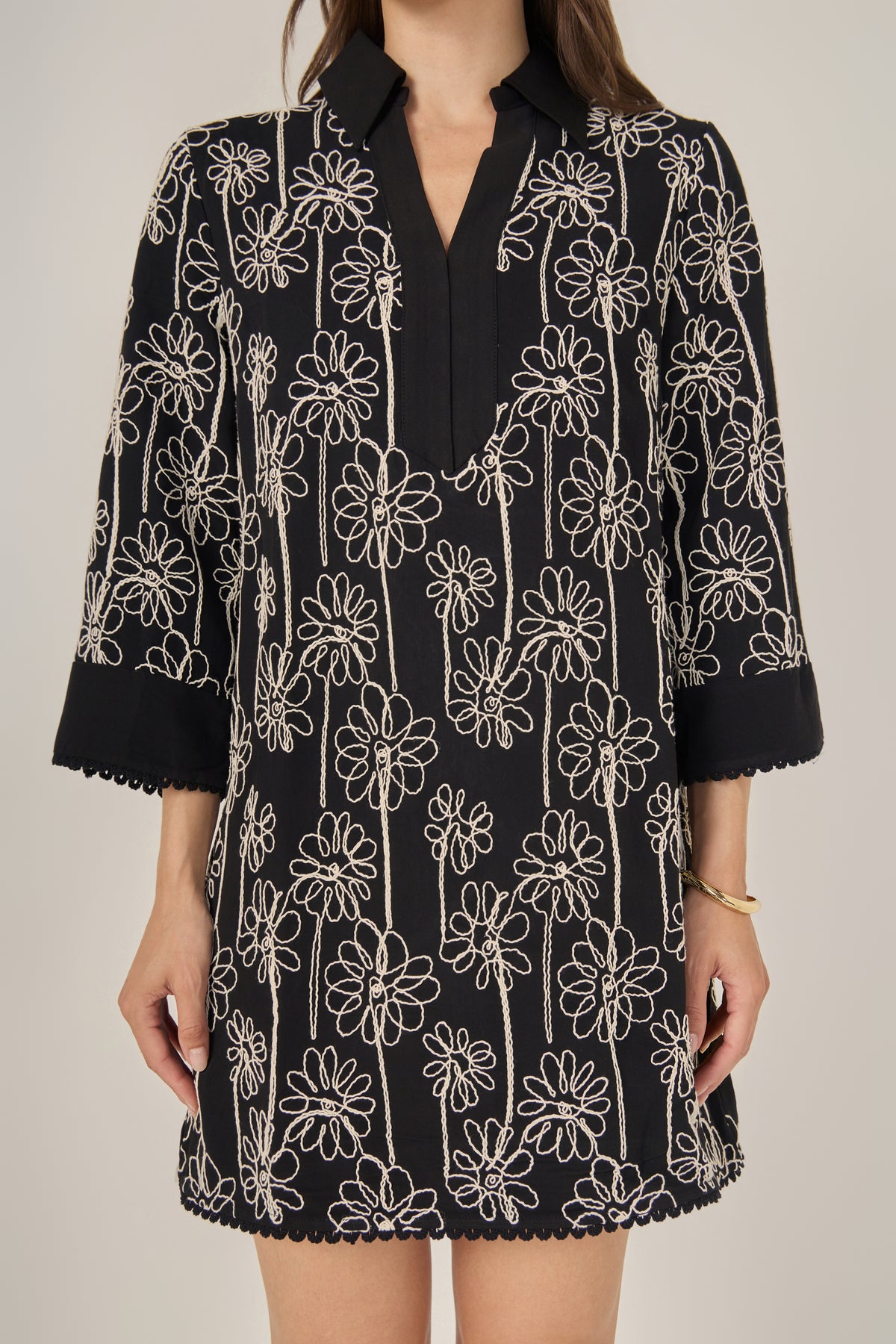 ENGLISH FACTORY - Floral Embroidered Collar Mini Dress - DRESSES available at Objectrare