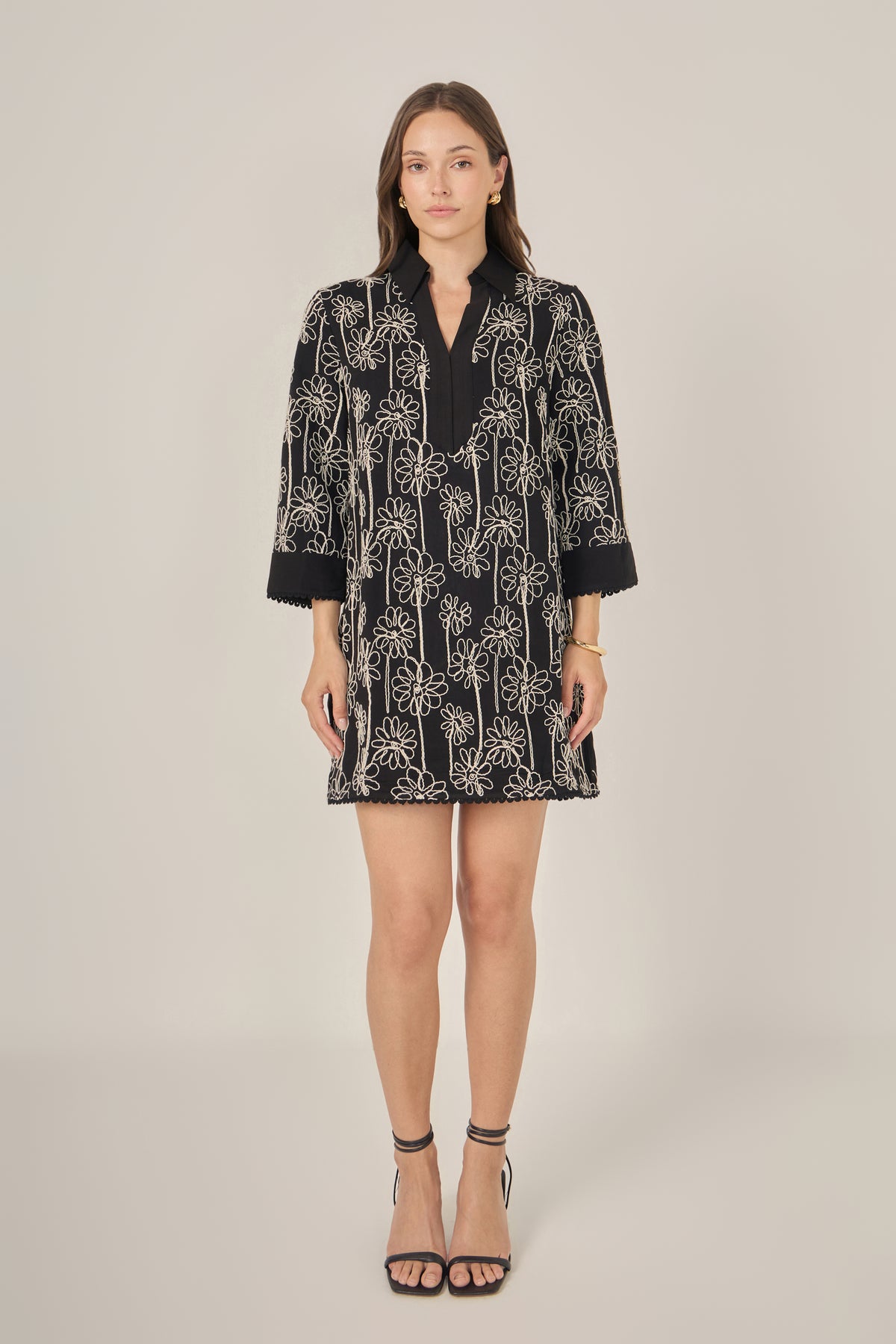 ENGLISH FACTORY - Floral Embroidered Collar Mini Dress - DRESSES available at Objectrare