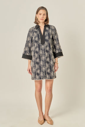 ENGLISH FACTORY - Floral Embroidered Collar Mini Dress - DRESSES available at Objectrare