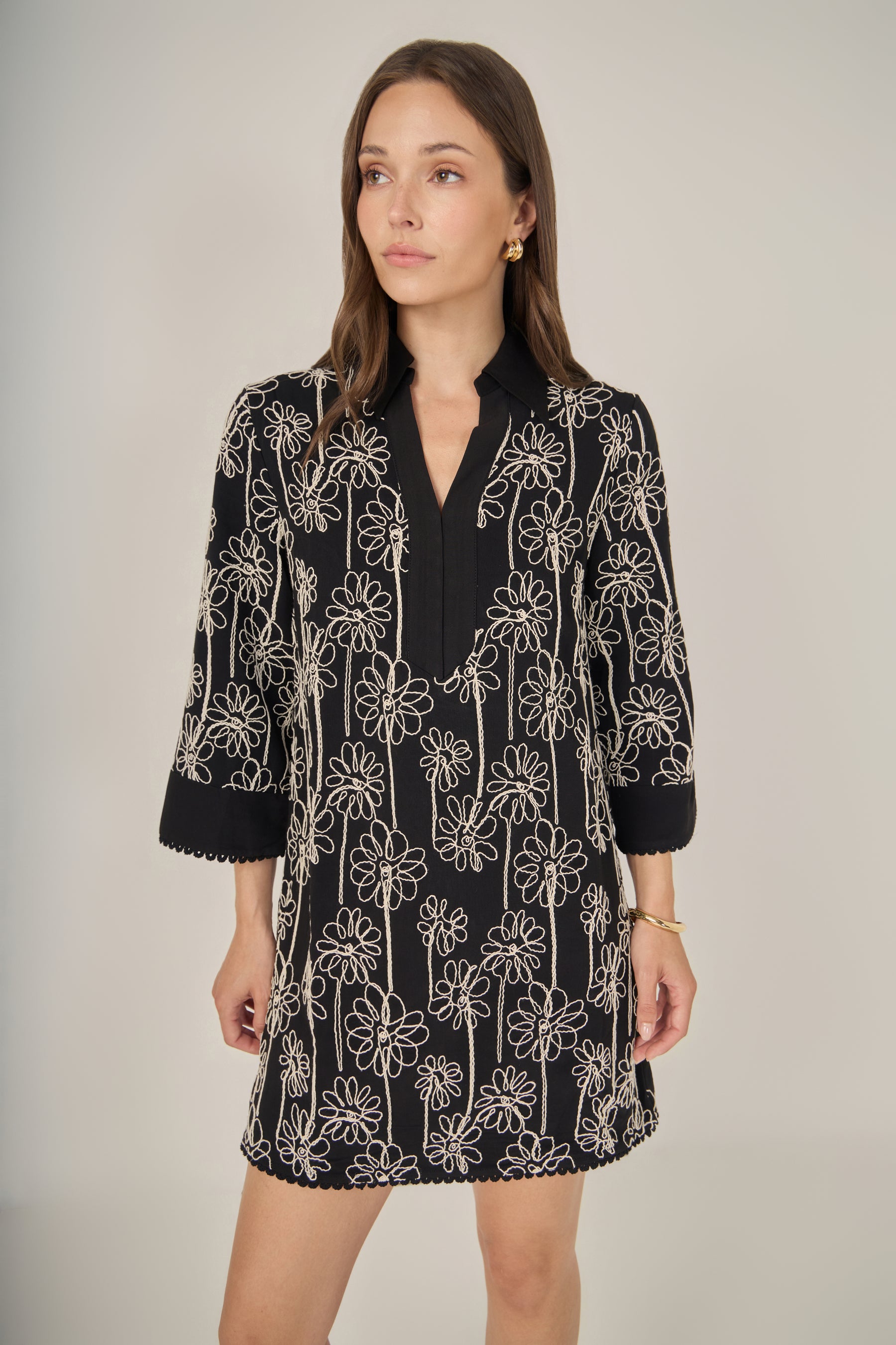ENGLISH FACTORY - Floral Embroidered Collar Mini Dress - DRESSES available at Objectrare