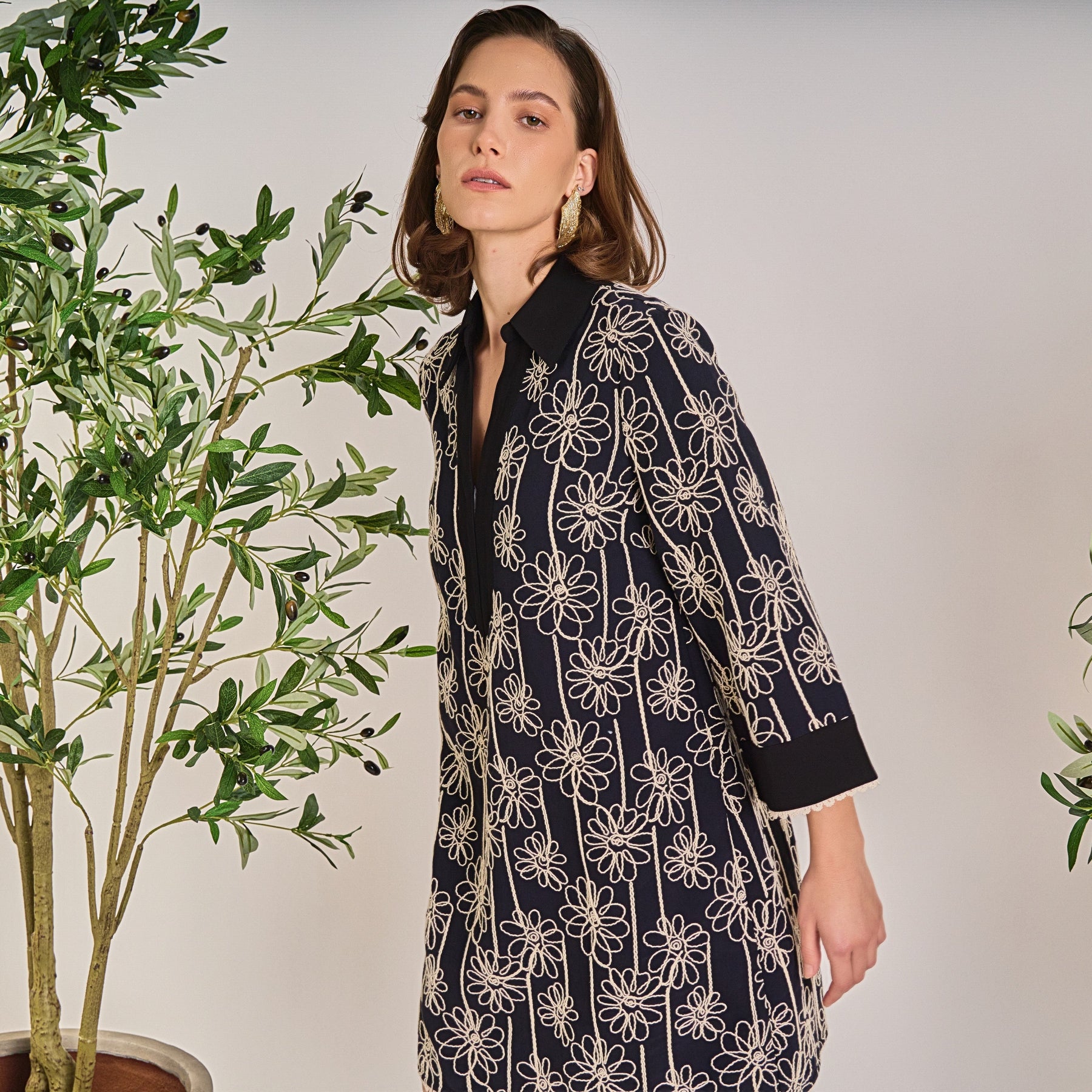 ENGLISH FACTORY - Floral Embroidered Collar Mini Dress - DRESSES available at Objectrare