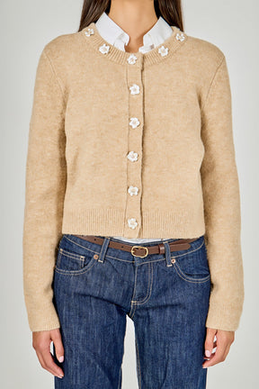 Floral Button Knit Cardigan