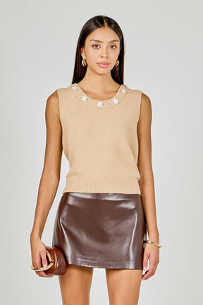 ENDLESS ROSE - Floral Button Knit Vest - TOPS available at Objectrare