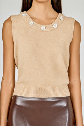 Floral Button Knit Vest