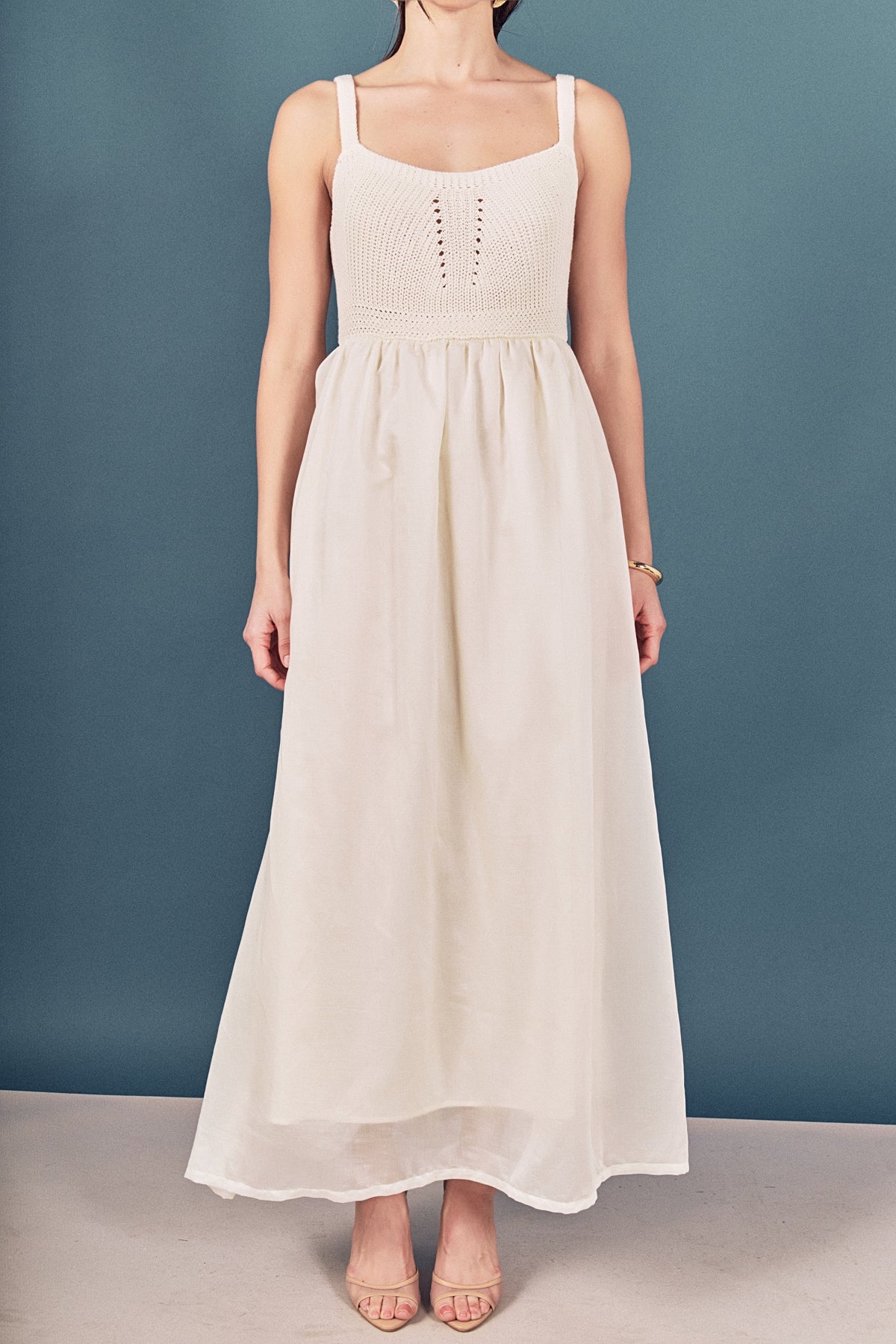 ENGLISH FACTORY - Mixed Media Sleeveless Midi Dress - DRESSES available at Objectrare