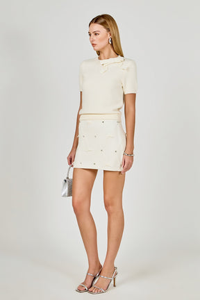 ENDLESS ROSE - Bow Detail Mini Skirt - SKIRTS available at Objectrare