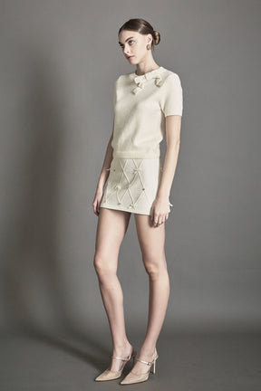 ENDLESS ROSE - Bow Detail Mini Skirt - SKIRTS available at Objectrare
