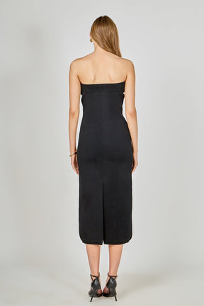 ENDLESS ROSE - Bow Detailed Tube Midi Knit Dress - DRESSES available at Objectrare