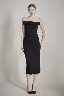 ENDLESS ROSE - Bow Detailed Tube Midi Knit Dress - DRESSES available at Objectrare