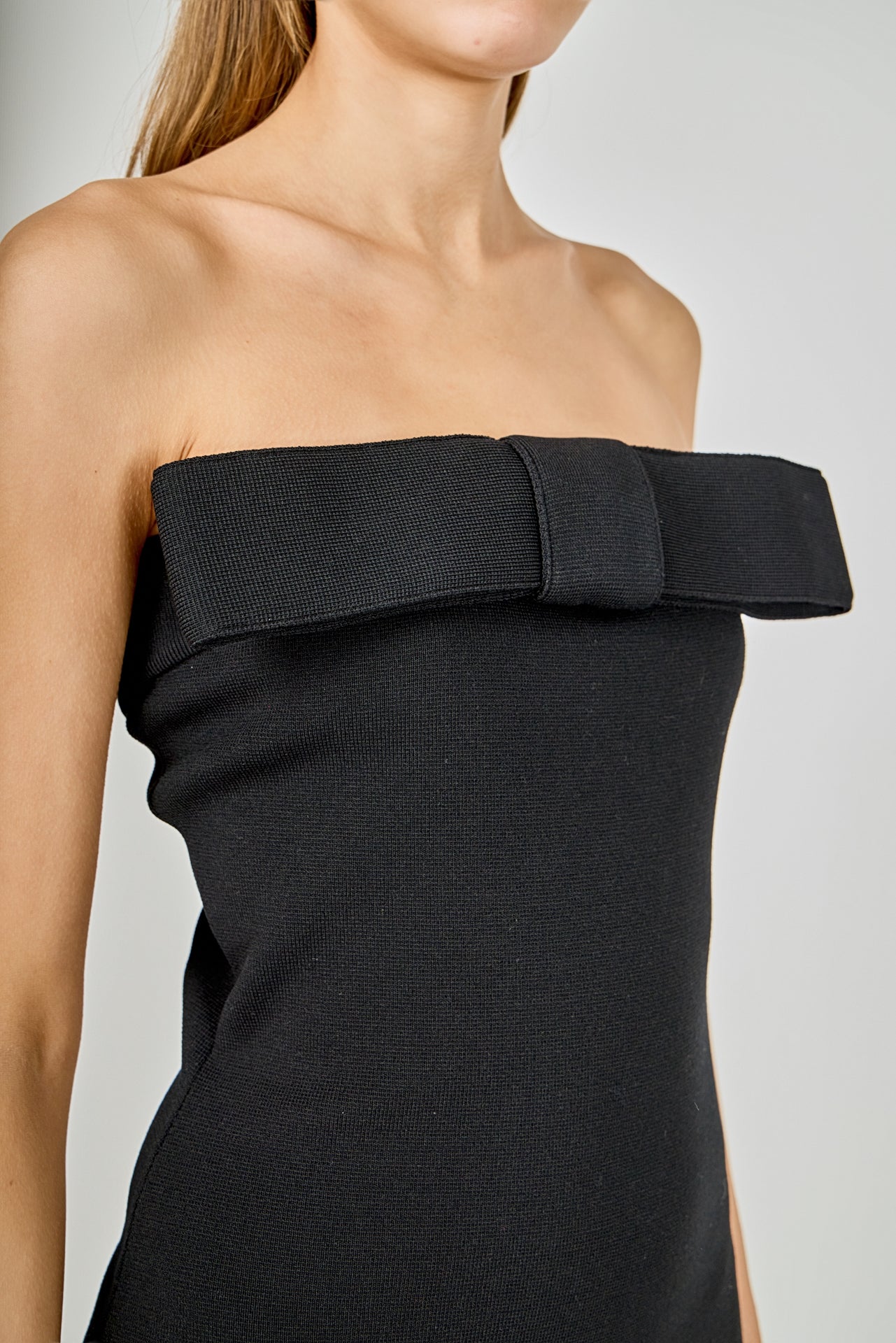 Endless Rose Women's Bow Detailed Tube Midi Knit Dress - Black Endless Rose Women's Bow Detailed Tube Midi Knit Dress - Black