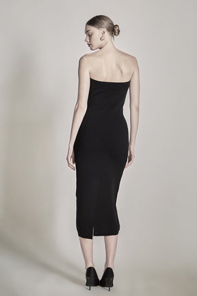 ENDLESS ROSE - Bow Detailed Tube Midi Knit Dress - DRESSES available at Objectrare