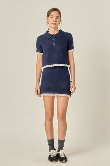 ENGLISH FACTORY - Scallop Detailed Knit Top - TOPS available at Objectrare